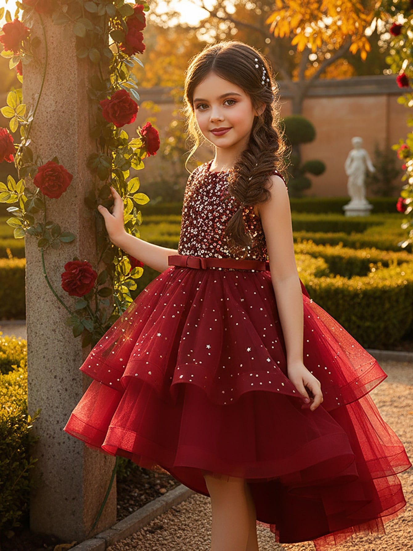 Baby Products Manufacturers - Vestido de Princesa con Lentejuelas Florales